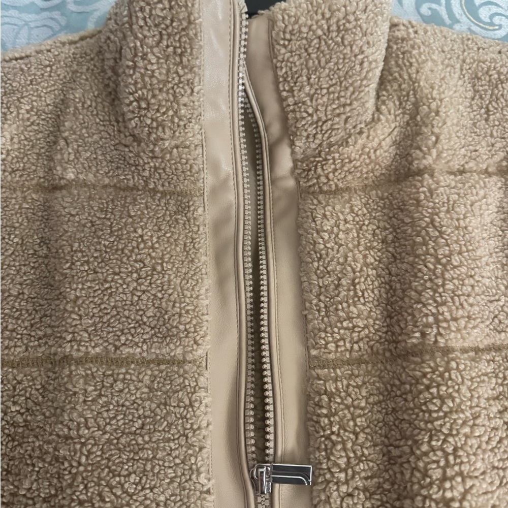 Cozy Tan Sherpa Vest wore once - Picture 8 of 10